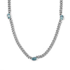 EVER TRUE AAA Blauer Zirkon Halskette ca. 50 cm Reine Bronze ca. 4,84 ct.