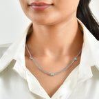 EVER TRUE AAA Blauer Zirkon Halskette ca. 50 cm Reine Bronze ca. 4,84 ct.