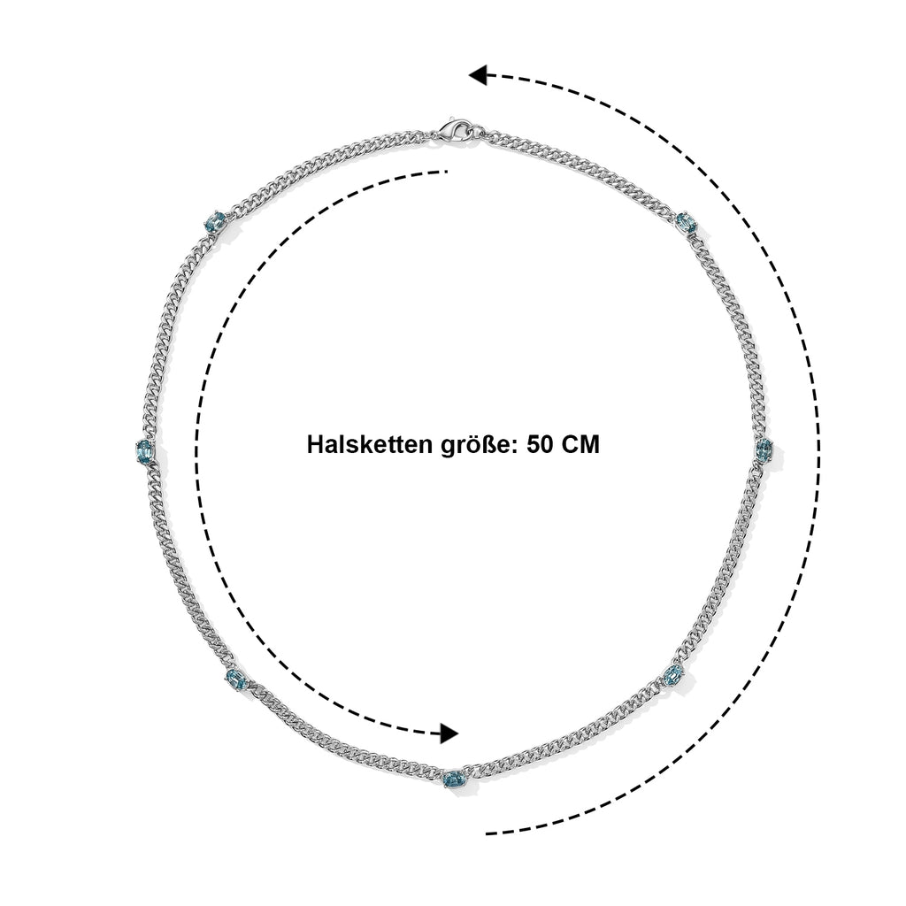 EVER TRUE AAA Blauer Zirkon Halskette ca. 50 cm Reine Bronze ca. 4,84 ct.