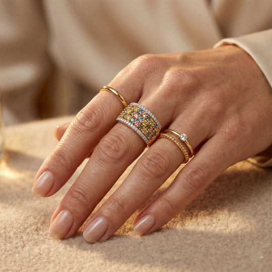 LUXURIANT SGL zertifizierter SI-GH Labor Diamant Ring, 925 Silber 750 Gelbgold Vermeil - 1,26 ct.