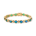 D'Joy Pfau Quarz Triplette, Iolit Armband ca. 20 cm 925 Silber 750 Gelbgold vermeil ca. 21,30 ct.