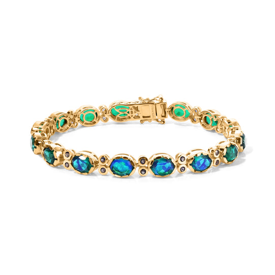 D'Joy Pfau Quarz Triplette, Iolit Armband ca. 19 cm 925 Silber 750 Gelbgold vermeil ca. 19,88 ct.