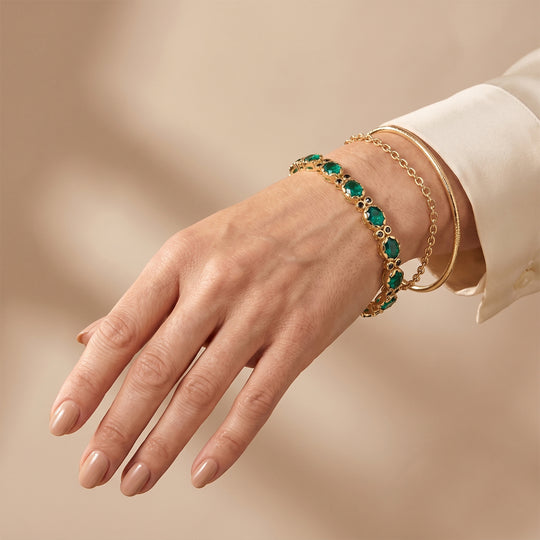 D'Joy Pfau Quarz Triplette, Iolit Armband ca. 19 cm 925 Silber 750 Gelbgold vermeil ca. 19,88 ct.