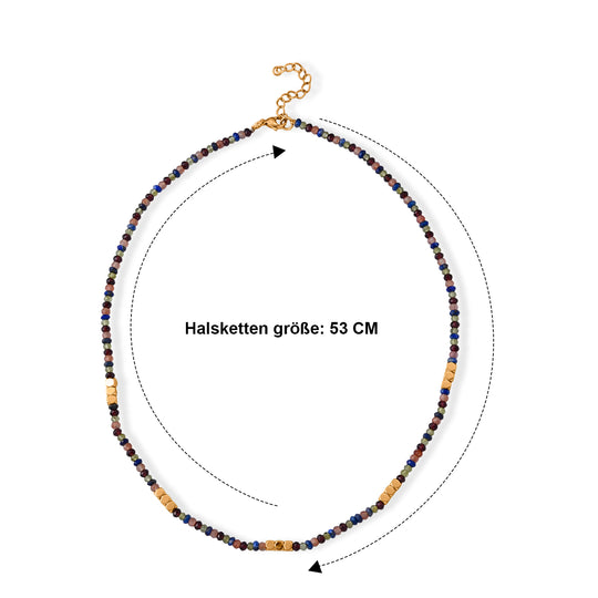 Hämatit, Regenbogen Mondstein Halskette ca. 53.25 cm 316L Edelstahl Vergoldet ca. 70.00 ct