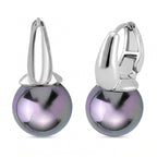 Graue Muschelkernperle (11-13 mm) Ohrringe Nickelfreies Messing