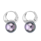 Graue Muschelkernperle (11-13 mm) Ohrringe Nickelfreies Messing