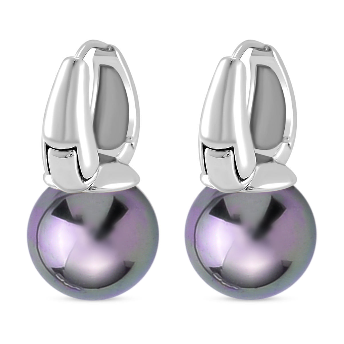 Graue Muschelkernperle (11-13 mm) Ohrringe Nickelfreies Messing 2.00 ct