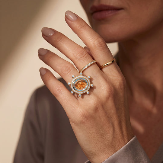 GP Trionfo Meereswelt Kollektion - Himmelblauer Topas Ring 925 Silber 750 Gelbgold vermeil (Größe 19.00) ca. 11.13 ct