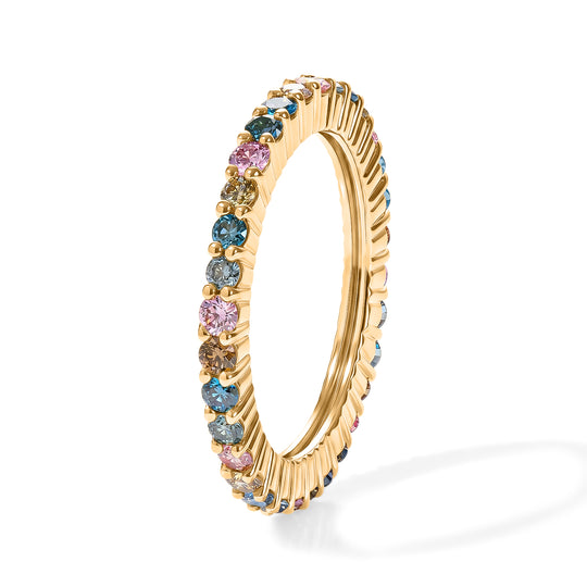 LUXURIANT DIAMOND - Lab Grown Grüner Diamant SI, Lab Grown Blauer Diamant Ring 925 Silber 750 Gelbgold vermeil (Größe 21.00) ca. 1,18 ct
