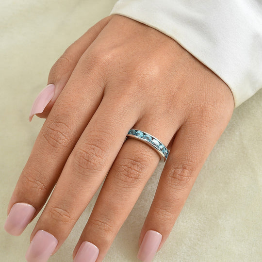 EverTrue AA blauer Zirkon Ring, 950 Kupfer mit Platin E-Beschichtung - 2,03 ct.
