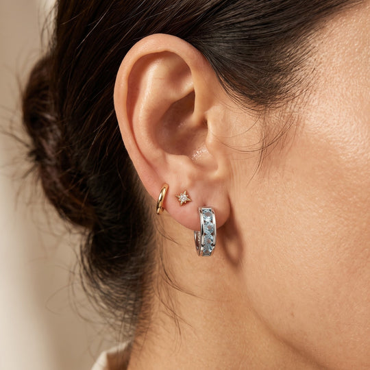 EverTrue AA blaue Zirkon Ohrringe, 950 Kupfer mit Gelbgold E-Beschichtung - 2,30 ct.