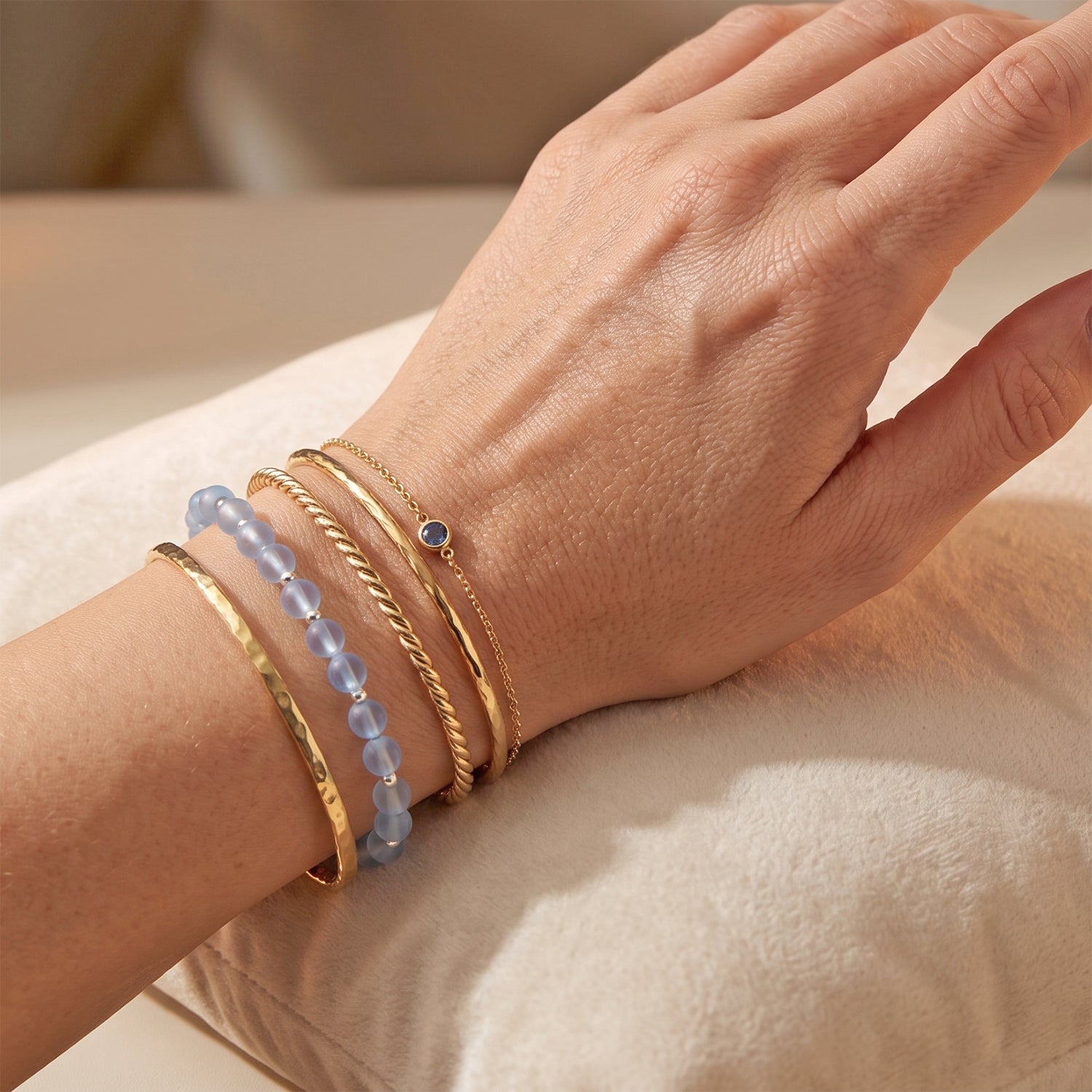 D'Joy Aquamarin Armband ca. 18 cm 925 Silber Rhodiniert ca. 35,00 ct.