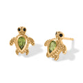 GP - Peridot, Schwarzer Spinell Ohrringe 925 Silber 750 Vergoldet ca. 0,60 ct.