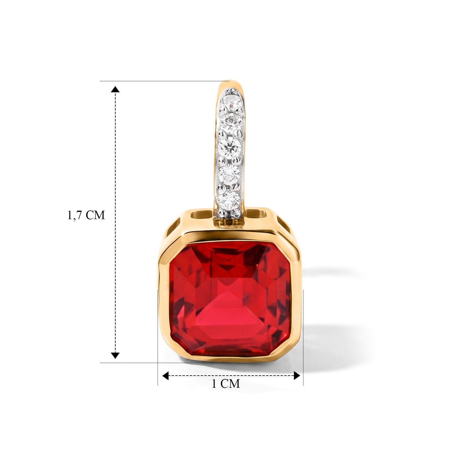 D'Joy Rubin Feuer Triplett Quarz und Zirkon Ohrringe, 925 Silber in Goldton - 5,58 ct.