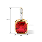 D'Joy Rubin-Feuer-Triplett-Quarz., Weißer Zirkon Ohrringe 925 Silber Gold ca. 5,58 ct.