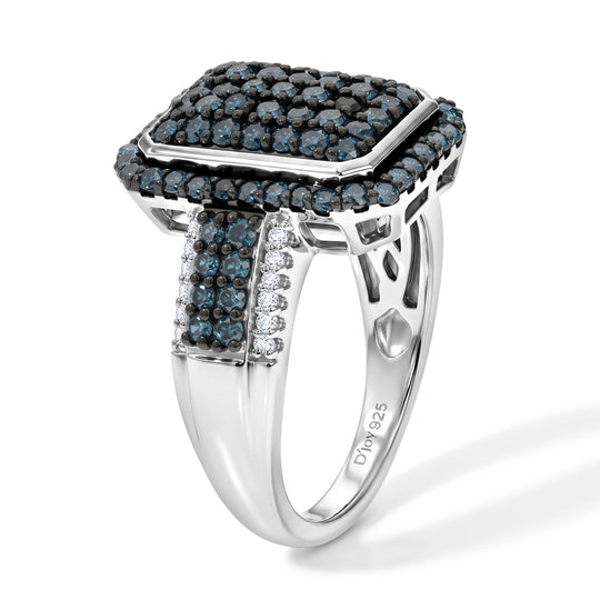 D'Joy Blauer Diamant (IR) Ring 925 Silber Rhodiniert (Größe 20.00) ca. 1.48 ct
