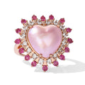 D'Joy Rosa Mabe Perle (14 mm), Afrikanischer Rubin (Fissure gefüllt) Ring 925 Silber 750 Roségold vermeil (Größe 18.00)