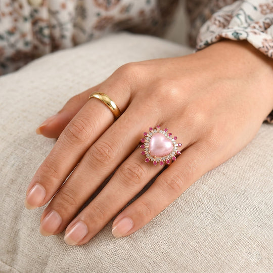 D'Joy Blau Mabe Perle (14 mm), Tansanit Ring 925 Silber 750 Gelbgold vermeil (Größe 21.00)