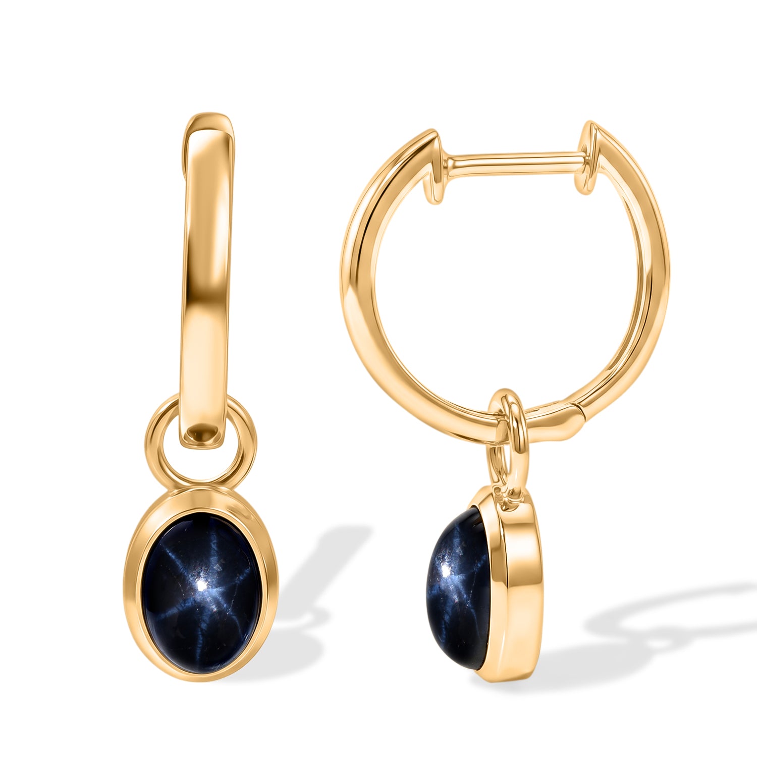 D'Joy AA blaue Stern Saphir Ohrringe, 925 Silber 750 vergoldet - 2,84 ct.