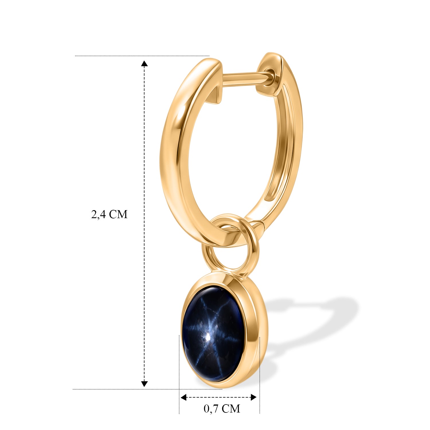 D'Joy AA blaue Stern Saphir Ohrringe, 925 Silber 750 vergoldet - 2,84 ct.
