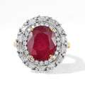 D'Joy AAA Niassa Rubin, Moissanit Ring 925 Silber 750 Gelbgold vermeil (Größe 18.00)   (10-16 Werktage Lieferzeit) ca. 8,07 ct