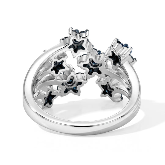 D'Joy blauer Diamant Ring, 925 Silber rhodiniert - 1 ct.