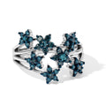 D'Joy blauer Diamant Ring, 925 Silber rhodiniert - 1 ct.