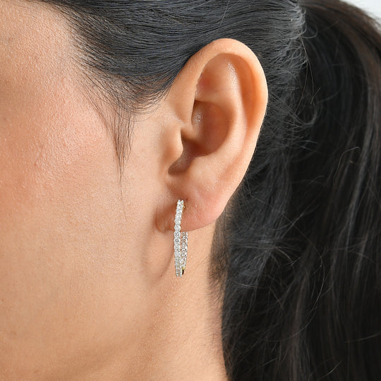 LUXURIANT SGL zertifizierte SI-GH Labor Diamant Ohrringe, 925 Silber rhodiniert - 1,50 ct.