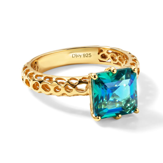 D'Joy Pfau Quarz Triplette Ring 925 Silber Gold (Größe 20.00) ca. 3,75 ct