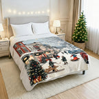 Flanelldecke im Design Weihnachtsmarkt, Weich und wärmend, 150 x 200 cm