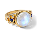 EVER TRUE Regenbogen Mondstein, Iolit Ring 950 Kupfer (Größe 17.00) ca. 7,03 ct