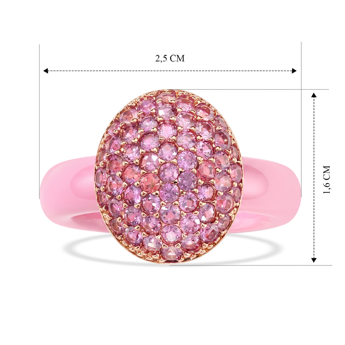 D'Joy gefärbter Rosa Jade und Rosa Saphir Ring, 925 Silber rosévergoldet - 15,52 ct