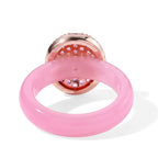 D'Joy gefärbter Rosa Jade und Rosa Saphir Ring, 925 Silber rosévergoldet - 15,52 ct
