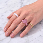 D'Joy gefärbter Rosa Jade und Rosa Saphir Ring, 925 Silber rosévergoldet - 15,52 ct