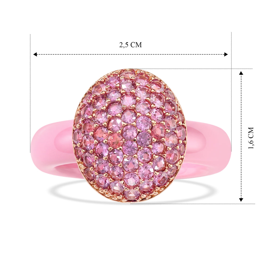 D'Joy gefärbter Rosa Jade und Rosa Saphir Ring, 925 Silber rosévergoldet - 15,52 ct