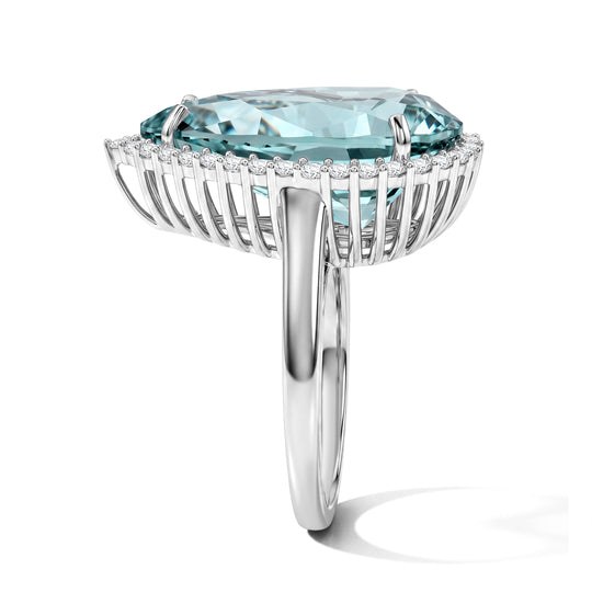 D'Joy Paraiba Moissanit Ring 925 Silber Rhodiniert (Größe 17.00) ca. 11.42 ct