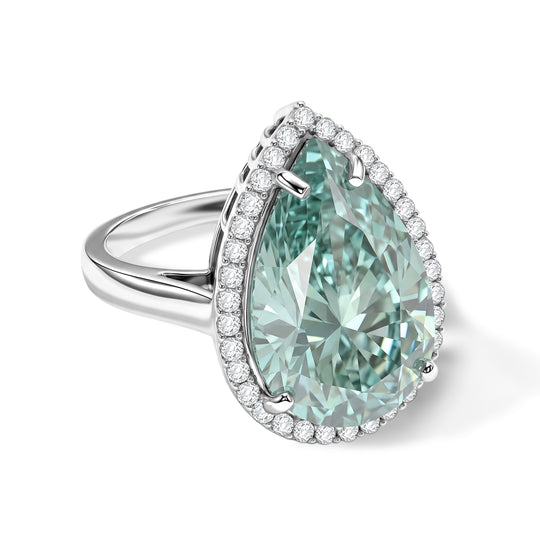 D'Joy Paraiba Moissanit Ring 925 Silber Rhodiniert (Größe 17.00) ca. 11.42 ct