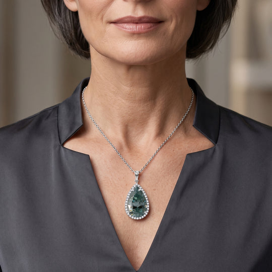 D'Joy Paraiba Moissanit Anhänger 925 Silber Rhodiniert ca. 11,42 ct.