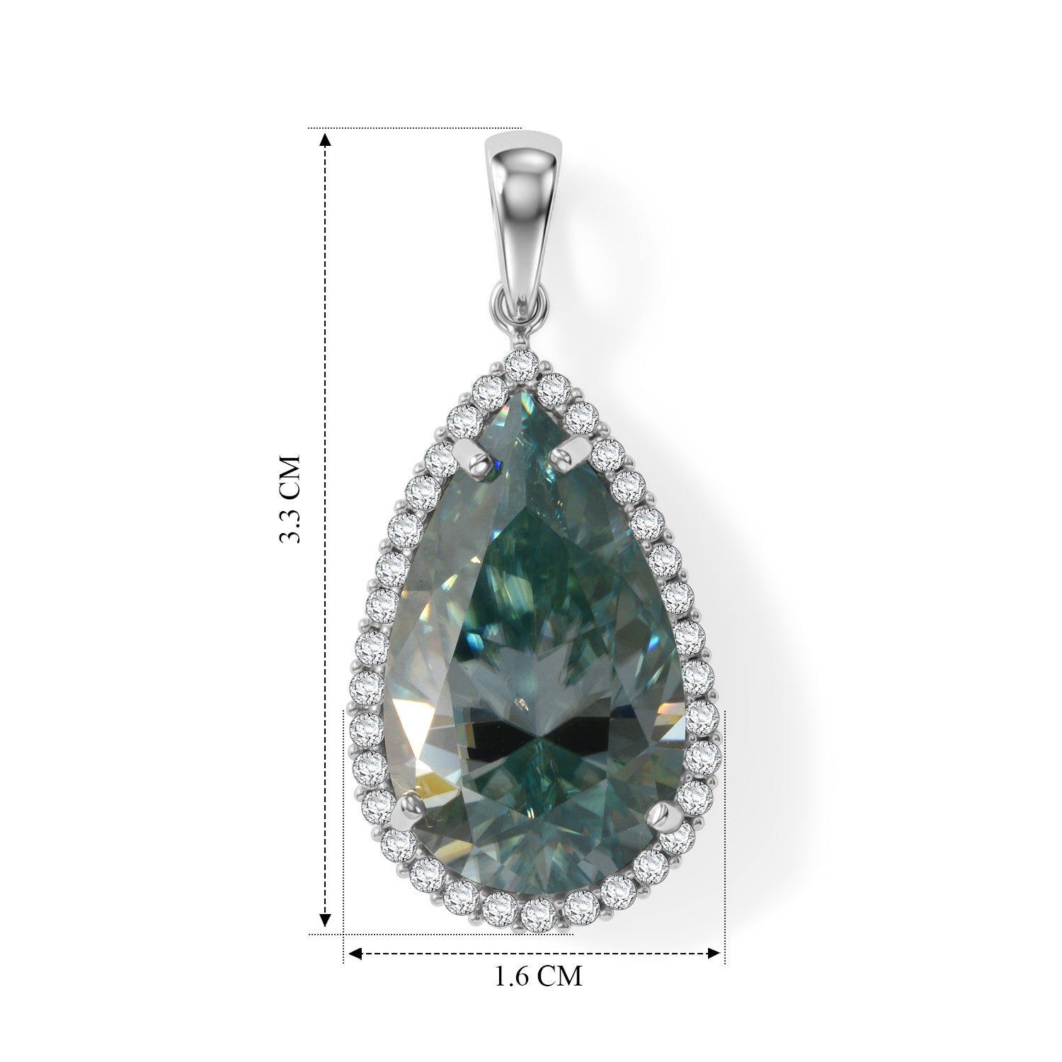 D'Joy Paraiba Moissanit Anhänger 925 Silber Rhodiniert ca. 11,42 ct.