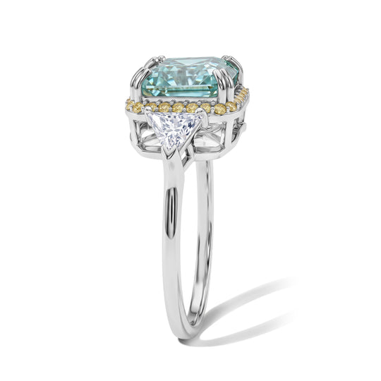 D'Joy Grüner Moissanit, Moissanit Ring 925 Silber Rhodiniert (Größe 19.00) ca. 5,03 ct