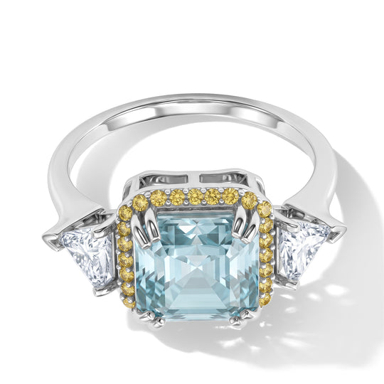 D'Joy Grüner Moissanit, Moissanit Ring 925 Silber Rhodiniert (Größe 19.00) ca. 5,03 ct