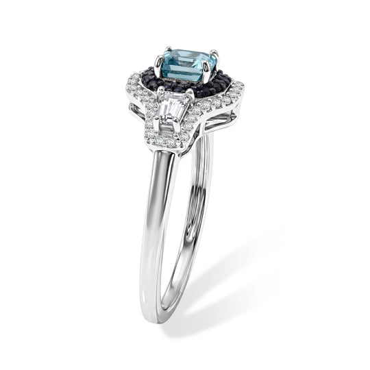 D'Joy AA Blauer Zirkon, Blauer Saphir Ring 925 Silber Rhodiniert (Größe 19.00) ca. 2.52 ct
