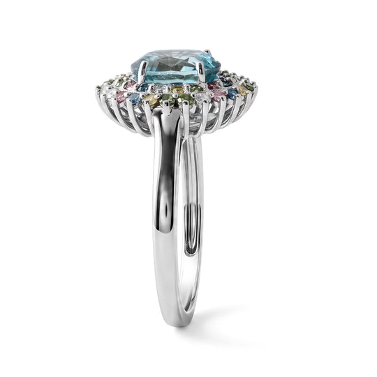 LUXURIANT DIAMOND - AA Blauer Zirkon, Lab Grown Blauer Diamant Ring 925 Silber Rhodiniert (Größe 19.00) ca. 3,58 ct