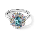LUXURIANT DIAMOND - AA Blauer Zirkon, Lab Grown Blauer Diamant Ring 925 Silber Rhodiniert (Größe 19.00) ca. 3,58 ct