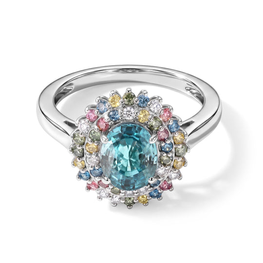 LUXURIANT DIAMOND - AA Blauer Zirkon, Lab Grown Blauer Diamant Ring 925 Silber Rhodiniert (Größe 19.00) ca. 3,58 ct