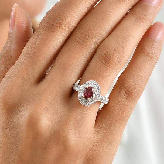 D'Joy AA Rosa Turmalin, Moissanit Ring 925 Silber 750 Roségold vermeil (Größe 17.00)    ca. 1,81 ct (10-16 Werktage Lieferzeit)