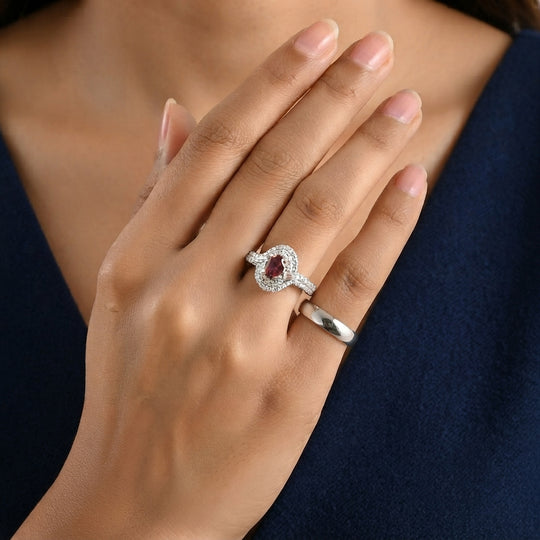 D'Joy AA Rosa Turmalin, Moissanit Ring 925 Silber 750 Roségold vermeil (Größe 17.00)    ca. 1,81 ct (10-16 Werktage Lieferzeit)