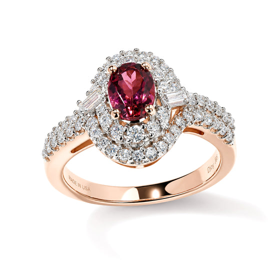 D'Joy AA Rosa Turmalin, Moissanit Ring 925 Silber 750 Roségold vermeil (Größe 17.00)    ca. 1,81 ct (10-16 Werktage Lieferzeit)