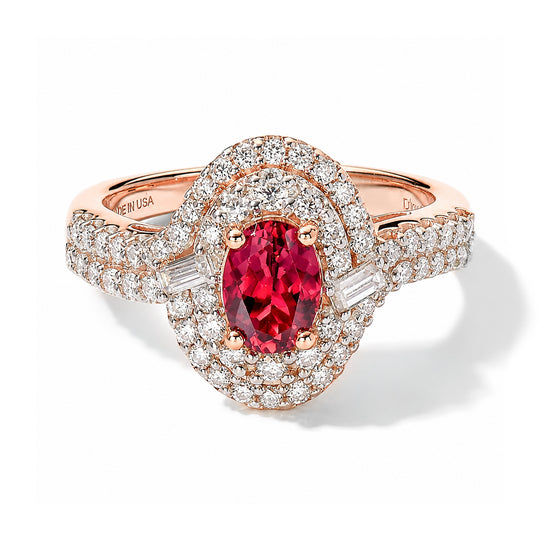 D'Joy AA Rosa Turmalin, Moissanit Ring 925 Silber 750 Roségold vermeil (Größe 17.00)    ca. 1,81 ct (10-16 Werktage Lieferzeit)