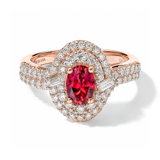 D'Joy AA Rosa Turmalin, Moissanit Ring 925 Silber 750 Roségold vermeil (Größe 17.00)    ca. 1,81 ct (10-16 Werktage Lieferzeit)